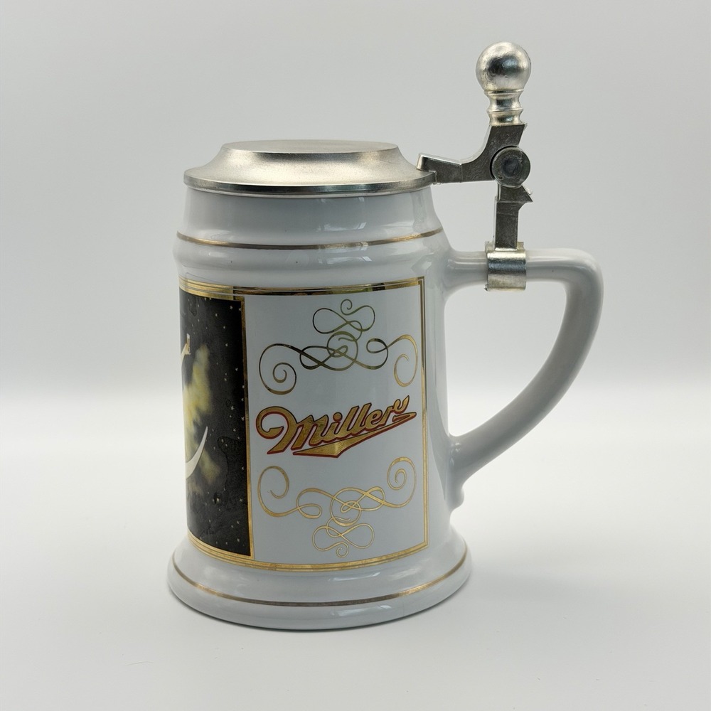 Rare Vintage Miller Girl In The Moon Beer Stein Lidded Ceramic Mug 4.75" EUC - Picture 4 of 7